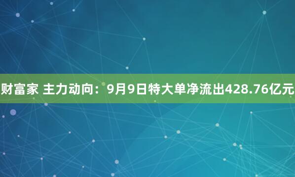 财富家 主力动向：9月9日特大单净流出428.76亿元