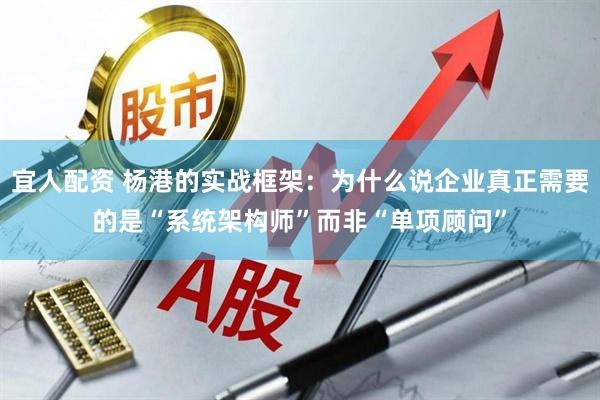 宜人配资 杨港的实战框架：为什么说企业真正需要的是“系统架构师”而非“单项顾问”